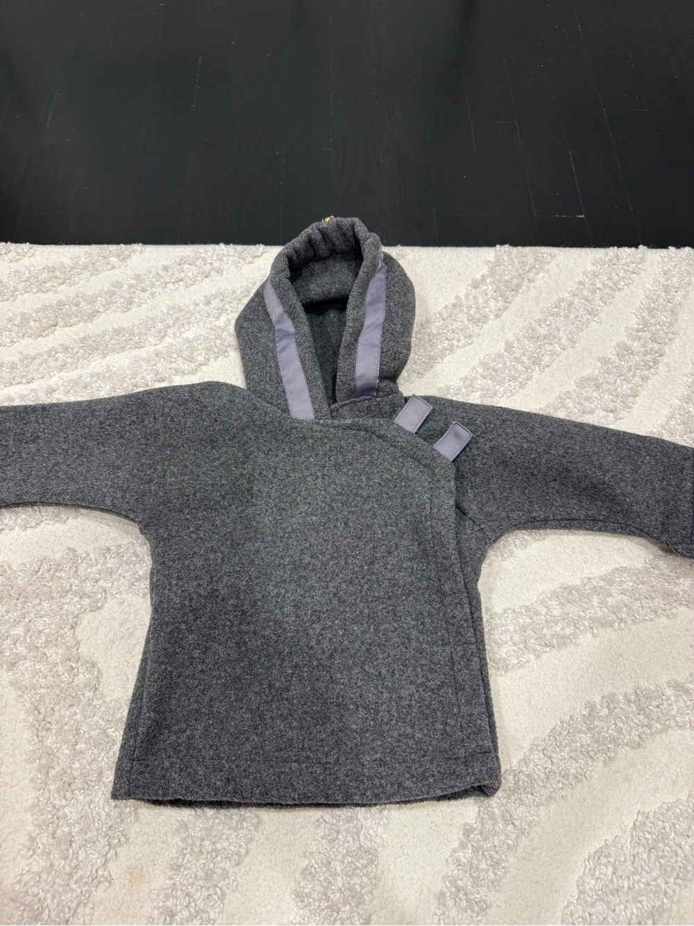 Kids Hooded Wool-Blend Jacket in Dark Gray